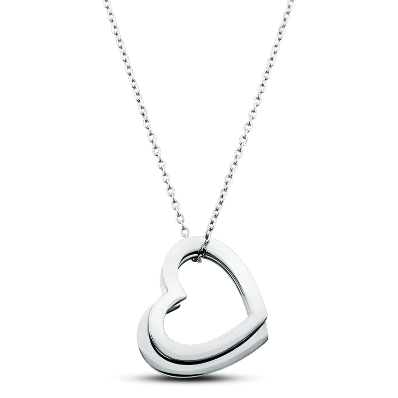 Collana Personalizzata con 2 Cuori - Silver - 60