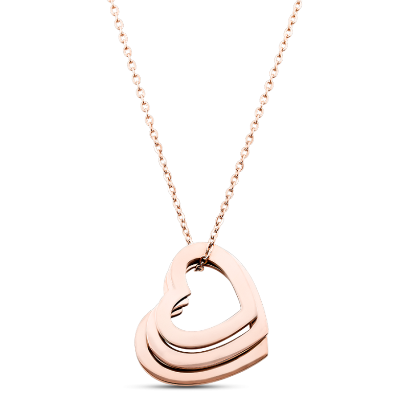 Collana Personalizzata con 3 Cuori - Rosegold - 61