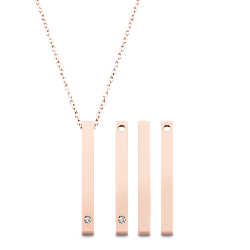 Collana Personalizzata 4-Lati con 2 Pietre Portafortuna - Rosegold - 61