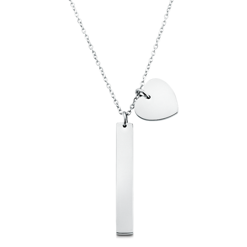 Collana Personalizzata con Targhetta & Cuore - Silver - 60