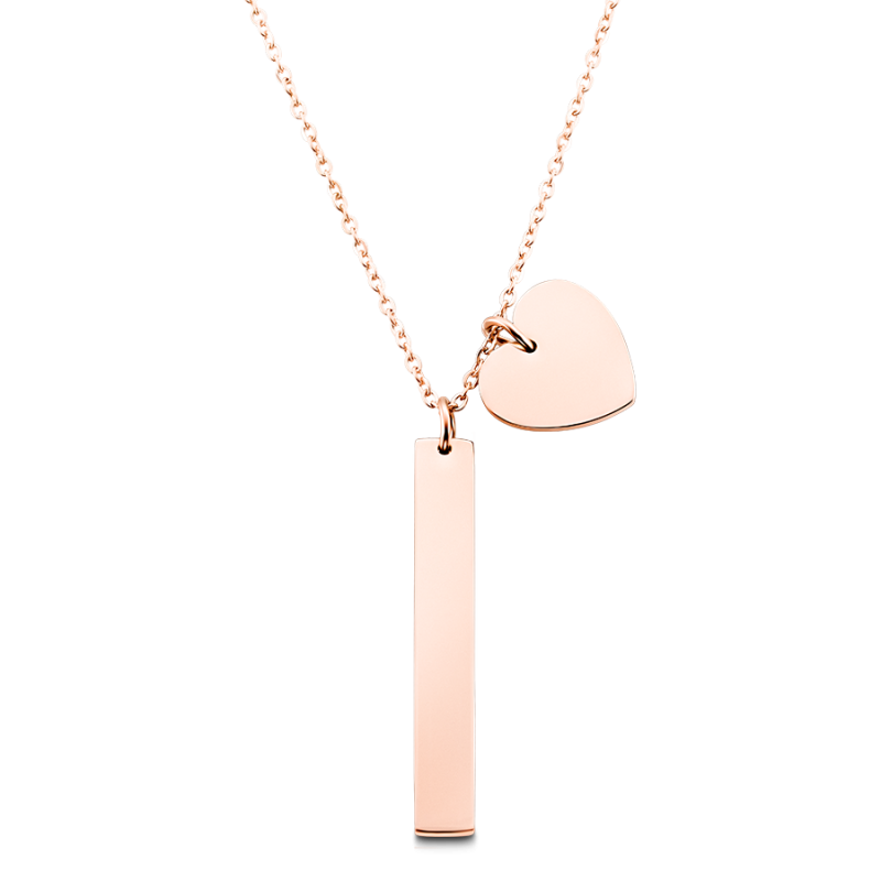 Collana Personalizzata con Targhetta & Cuore - Rosegold - 61