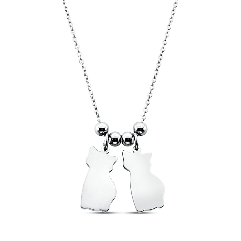 Collana Personalizzata con Gatti - Silver - 60