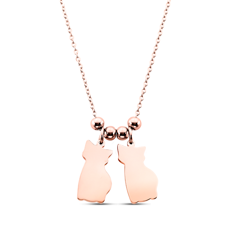 Collana Personalizzata con Gatti - Rosegold - 61