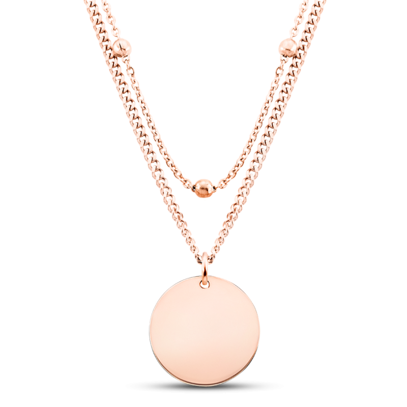 Collana Personalizzata con Cerchio e Catenina Doppia - Rosegold - 61