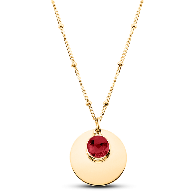 Collana Personalizzata con Cerchio & Pietra Portafortuna - Gold - 62