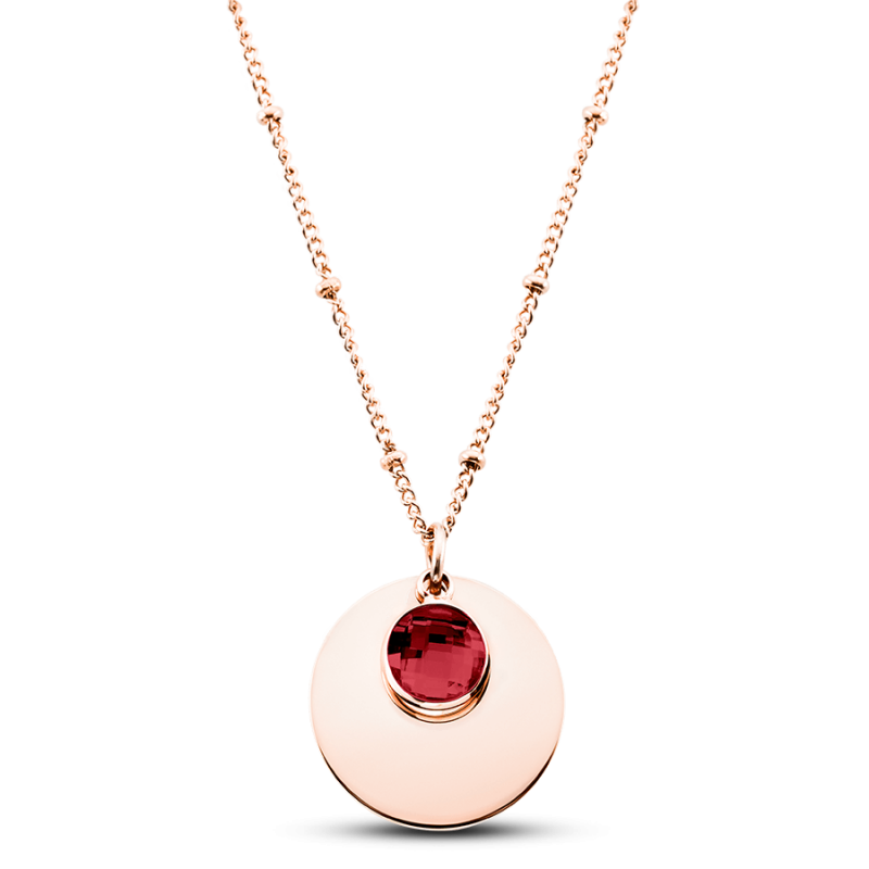 Collana Personalizzata con Cerchio & Pietra Portafortuna - Rosegold - 61