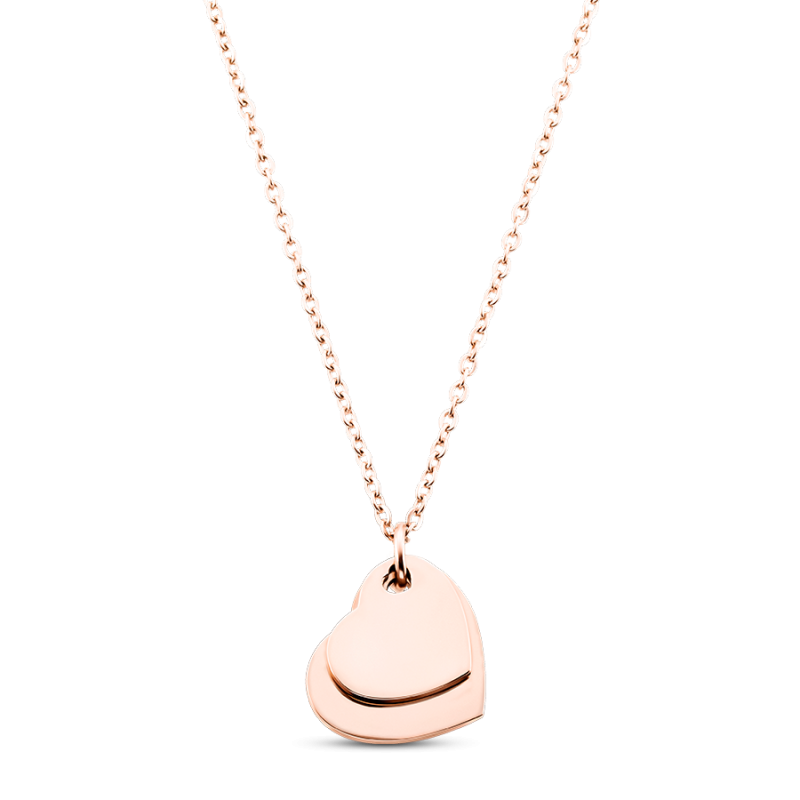 Collana Personalizzata con Cuore Doppio - Rosegold - 61