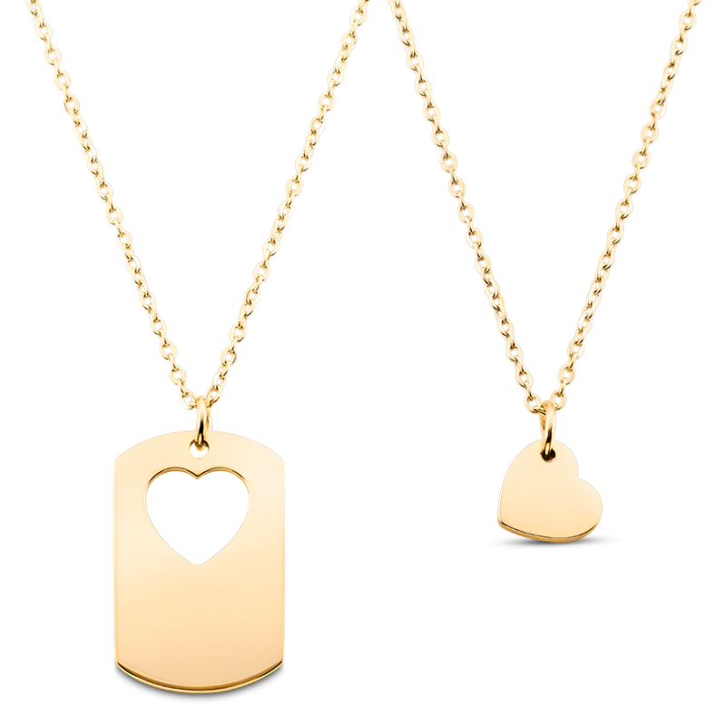 Collane con Targhetta Militare & Cuore - Gold - 62