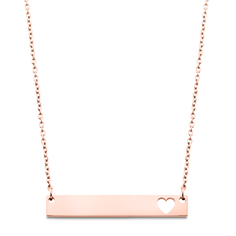 Collana con Piastrina Personalizzata Cuore - Rosegold - 61