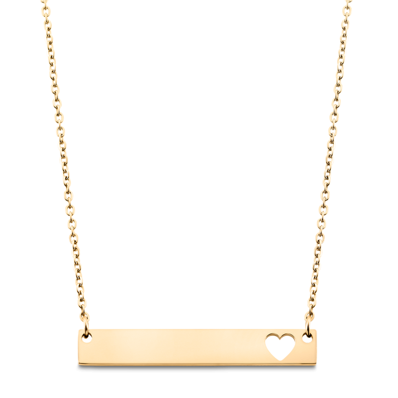 Collana con Piastrina Personalizzata Cuore - Gold - 62