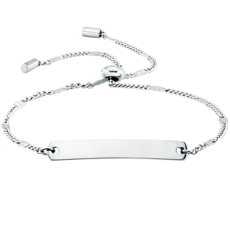 Bracciale Personalizzato Regolabile con Piastrina - Silver - 60