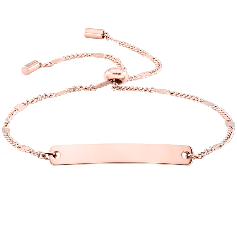 Bracciale Personalizzato Regolabile con Piastrina - Rosegold - 61