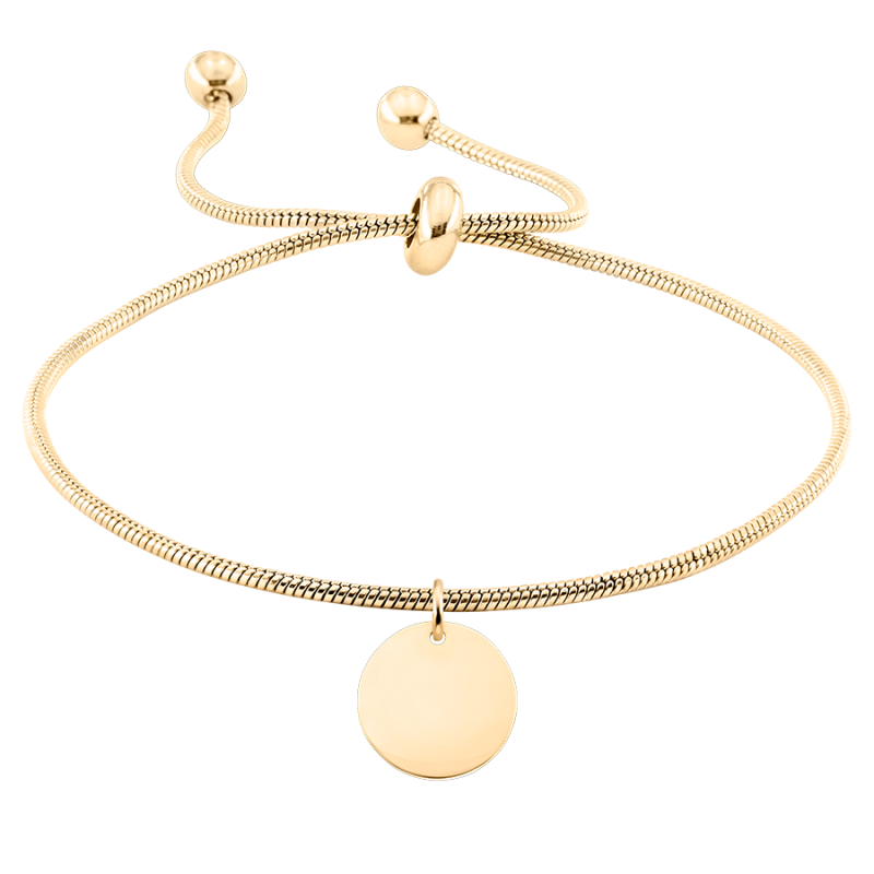 Bracciale Personalizzato Regolabile con Ciondolo Circolare - Gold - 62