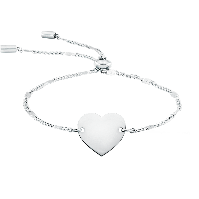 Bracciale Personalizzato Regolabile con Cuore - Silver - 60