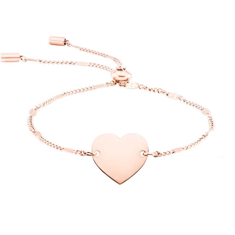 Bracciale Personalizzato Regolabile con Cuore - Rosegold - 61