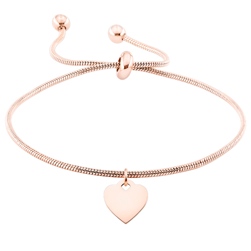 Bracciale Personalizzato Regolabile con Ciondolo a Cuore - Rosegold - 61