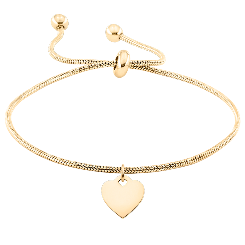 Bracciale Personalizzato Regolabile con Ciondolo a Cuore - Gold - 62