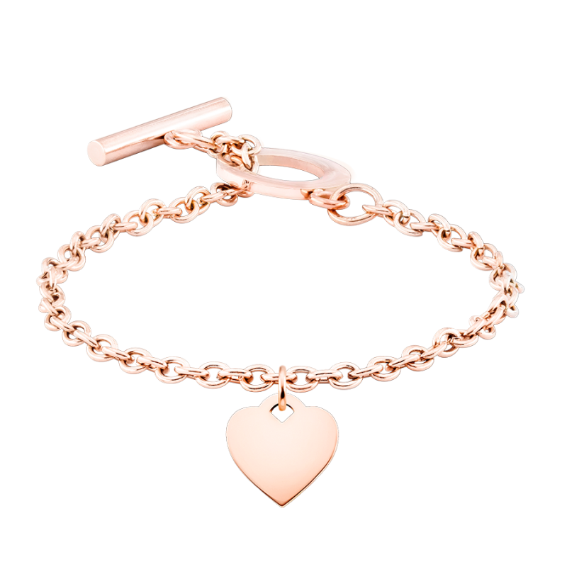 Bracciale Personalizzato di Lusso con Cuore - Rosegold - 61