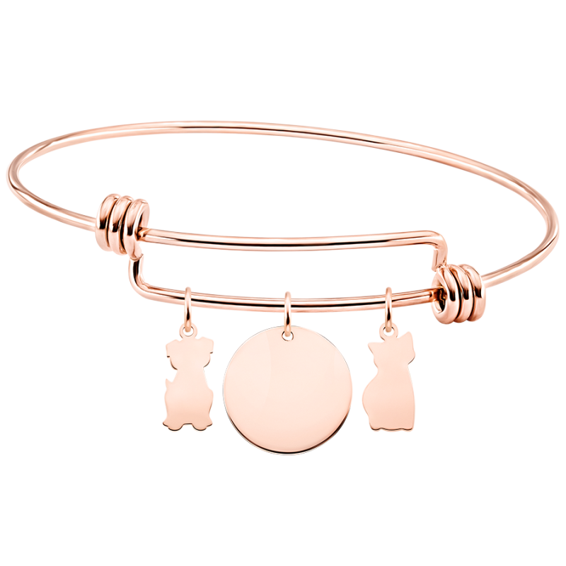 Bracciale Personalizzato con Cane & Gatto - Rosegold - 61