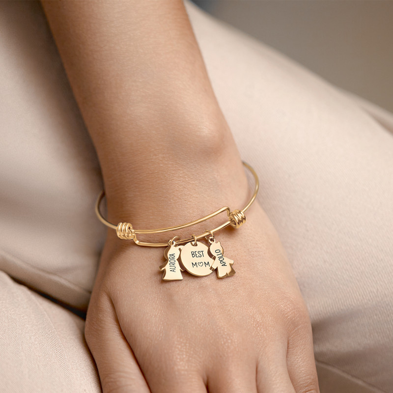 Bracciale Personalizzato con Bimbo & Bimba - Gold - 62