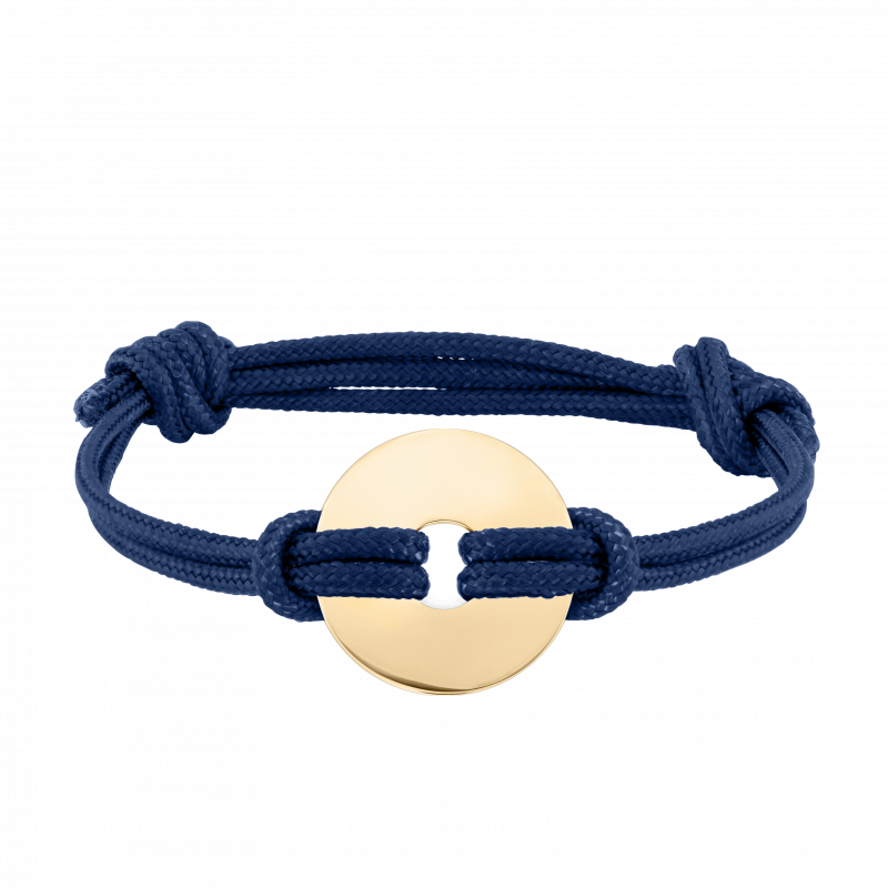 Bracciale in Corda Personalizzato Blu con Disco - Gold - 62