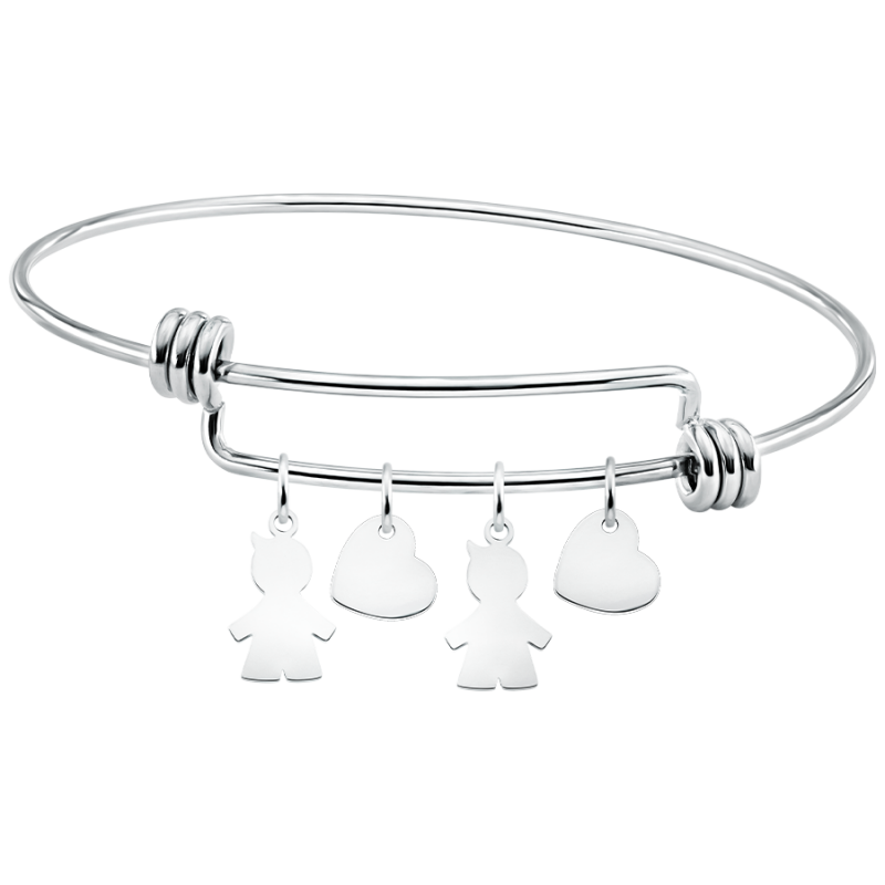 Bracciale Bangle Personalizzato Amore Bimbi - Silver - 60