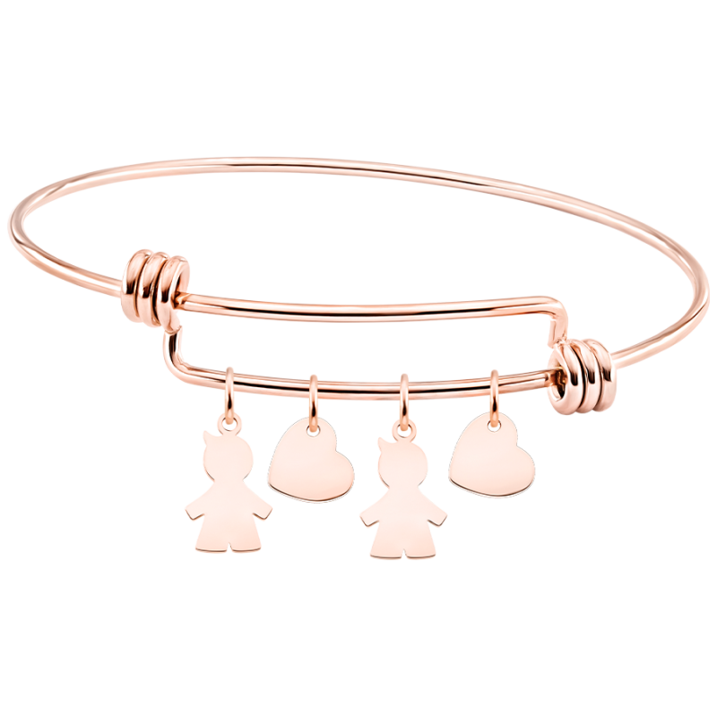 Bracciale Bangle Personalizzato Amore Bimbi - Rosegold - 61