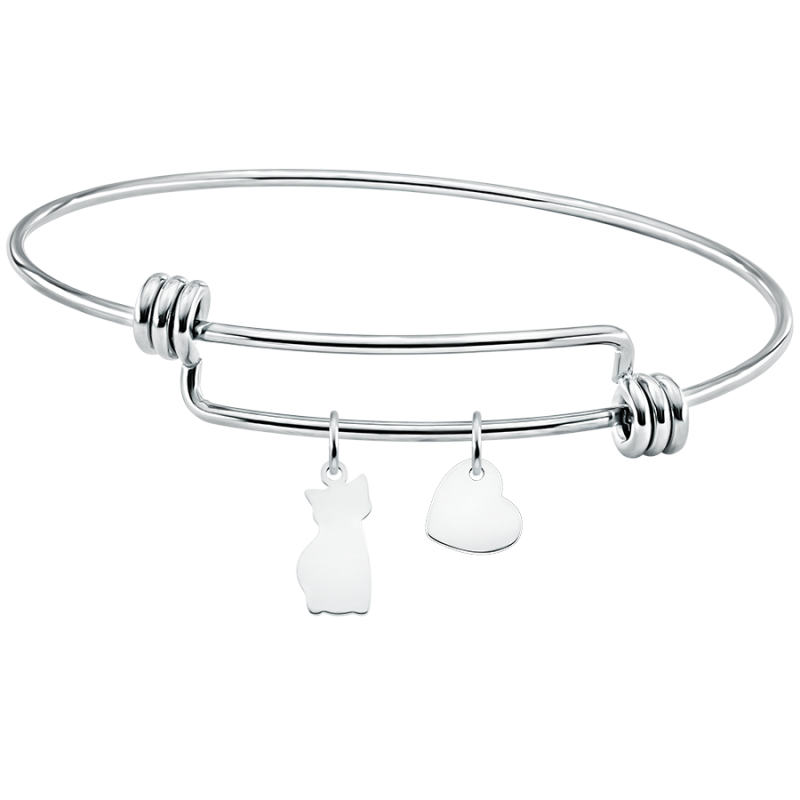 Bracciale Bangle Personalizzato Gatto - Silver - 60