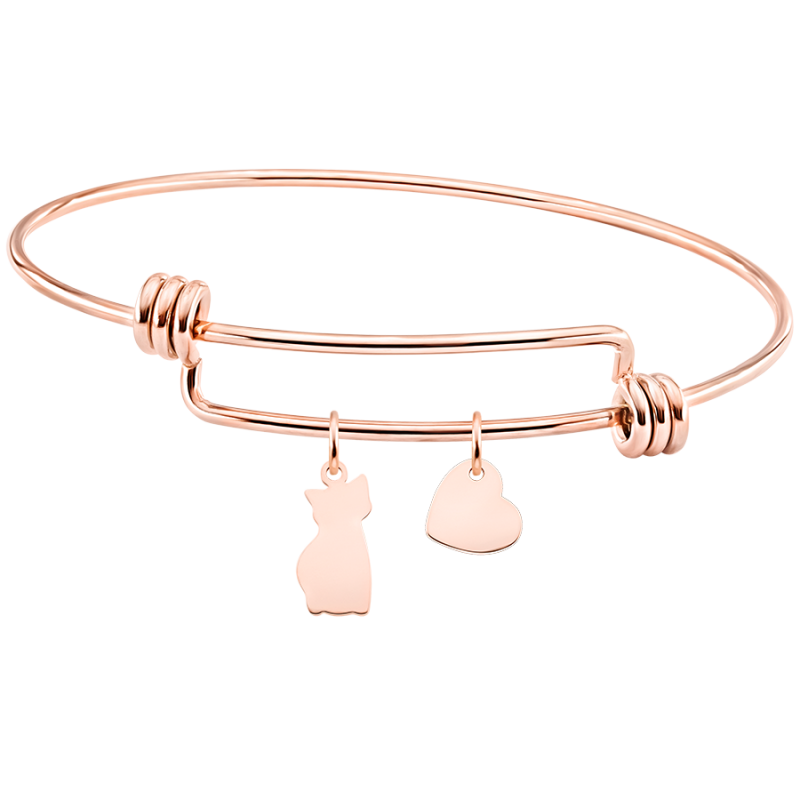 Bracciale Bangle Personalizzato Gatto - Rosegold - 61