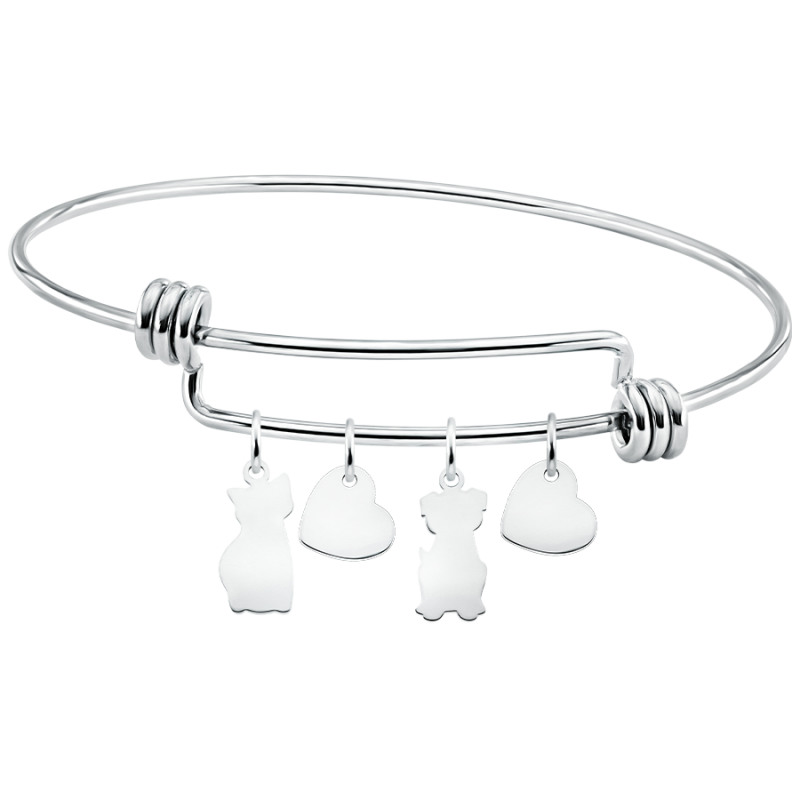 Bracciale Bangle Personalizzato Amore Gatto e Cane - Silver - 60