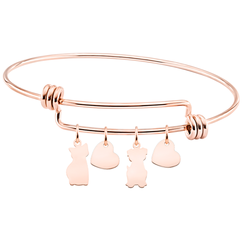 Bracciale Bangle Personalizzato Amore Gatto e Cane - Rosegold - 61