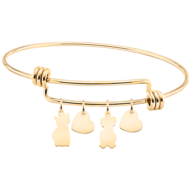 Bracciale Bangle Personalizzato Amore Gatto e Cane - Gold - 62