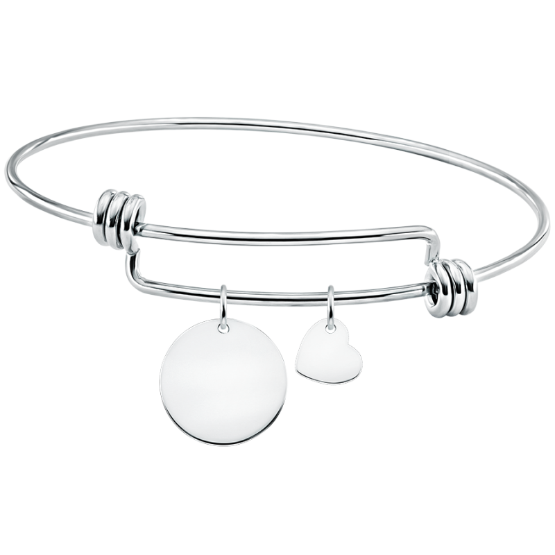 Bracciale Bangle Personalizzato Cerchio e Cuore - Silver - 60