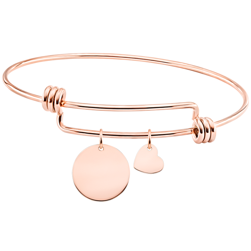 Bracciale Bangle Personalizzato Cerchio e Cuore - Rosegold - 61