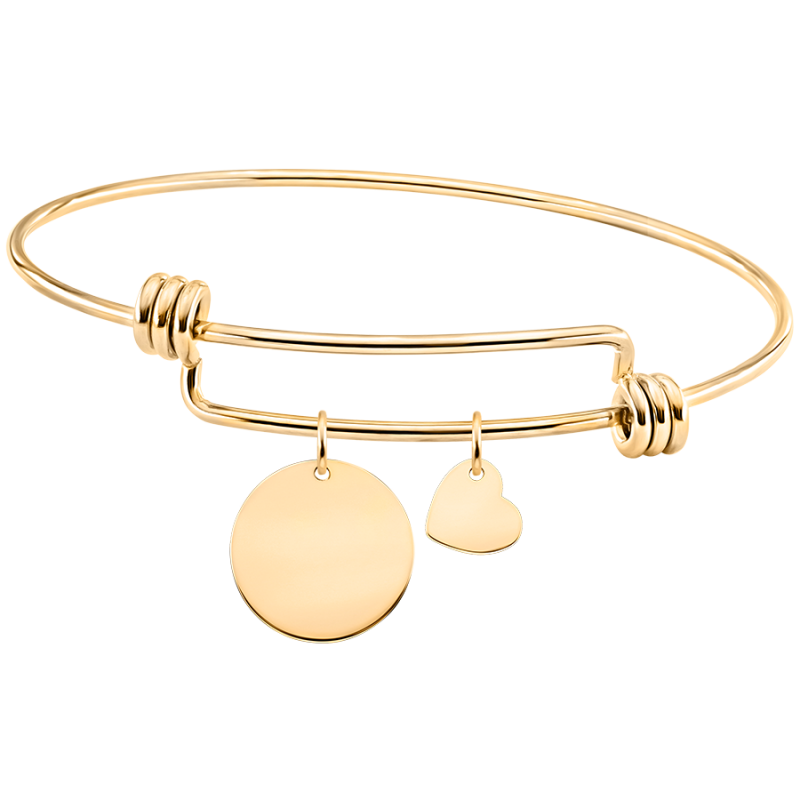 Bracciale Bangle Personalizzato Cerchio e Cuore - Gold - 62