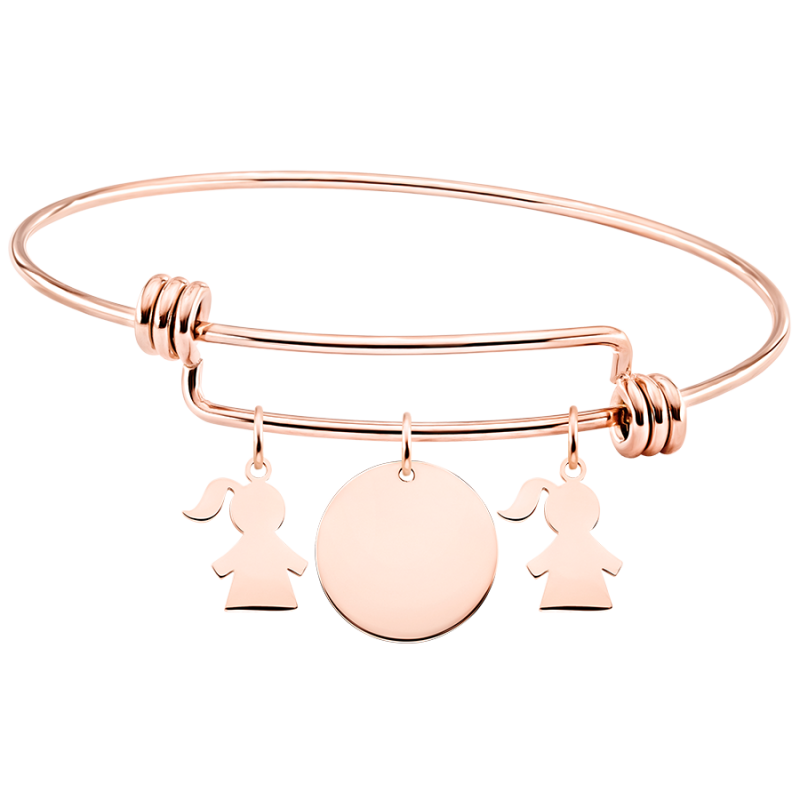 Bracciale Bangle Personalizzato con Bambine - Rosegold - 61