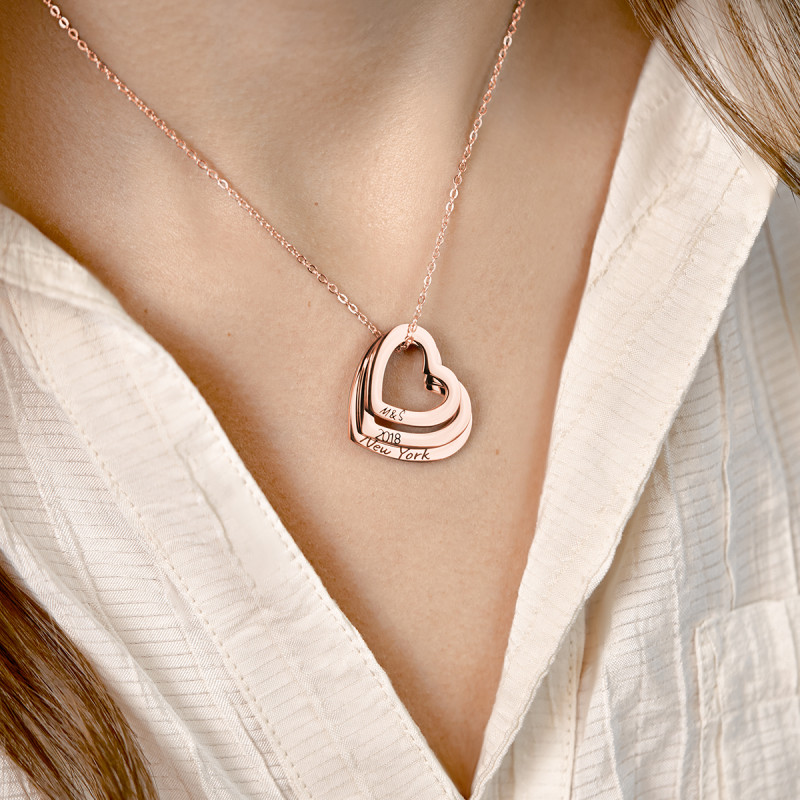 Collana Personalizzata con 3 Cuori - Rosegold - 61