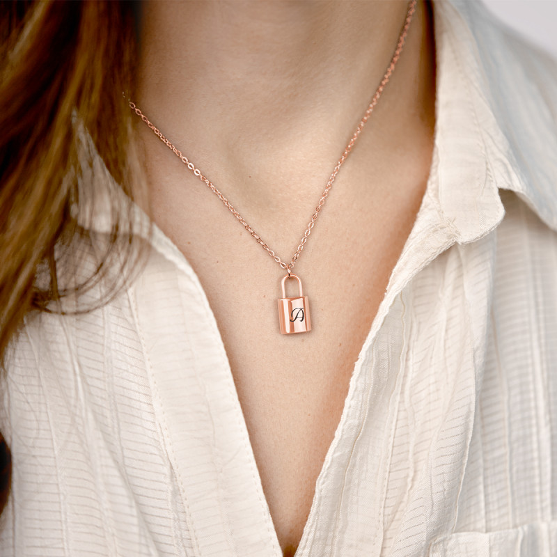 Collana Personalizzata con Lucchetto - Rosegold - 61