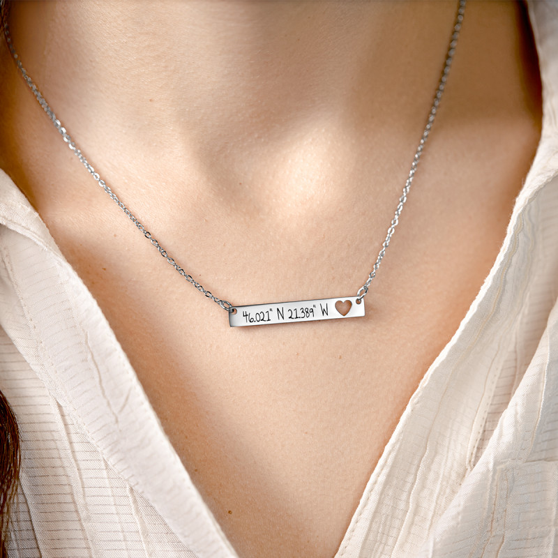 Collana Personalizzata con Coordinate - Silver - 60