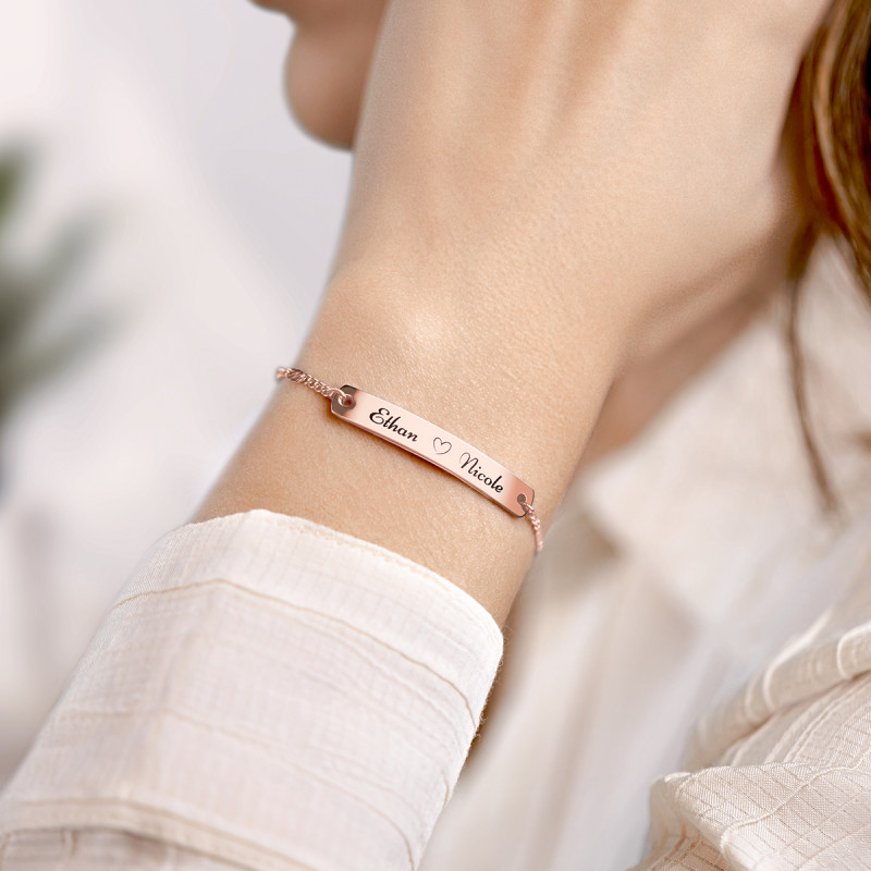 Bracciale Personalizzato Regolabile con Piastrina - Rosegold - 61