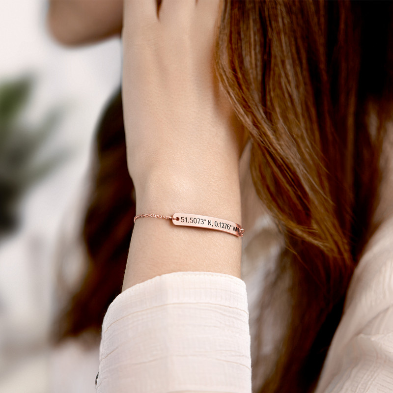 Bracciale Personalizzato con Coordinate - Rosegold - 61