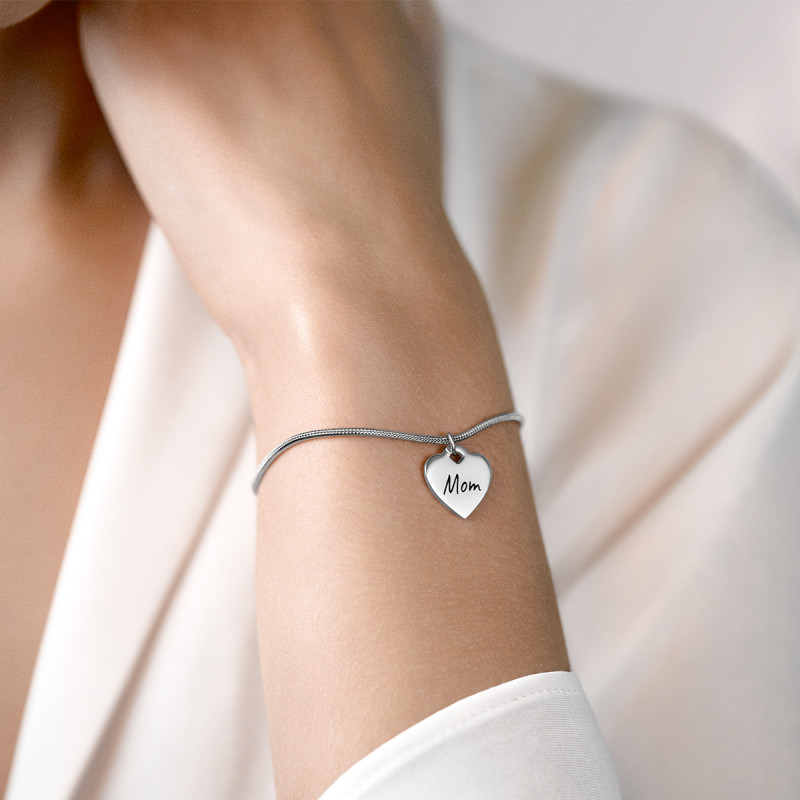 Bracciale Personalizzato Regolabile con Ciondolo a Cuore