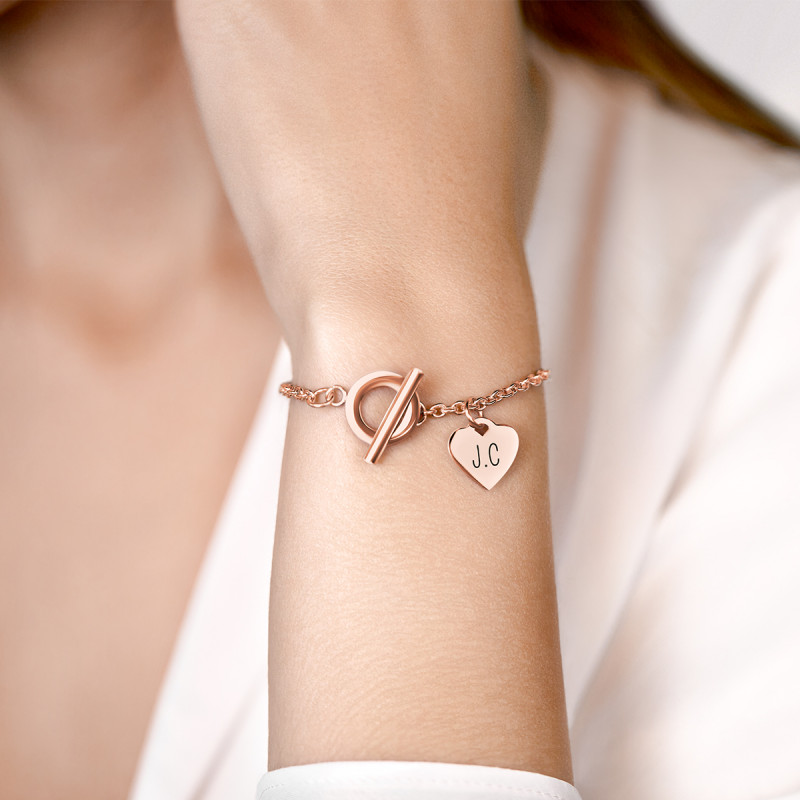 Bracciale Personalizzato di Lusso con Cuore - Rosegold - 61