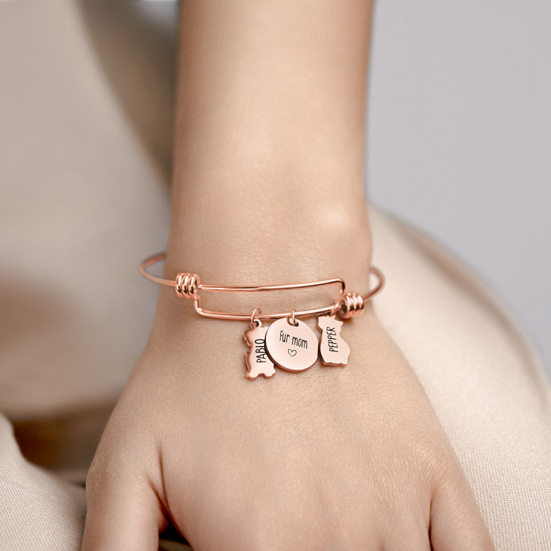 Bracciale Personalizzato con Cane & Gatto - Rosegold - 61