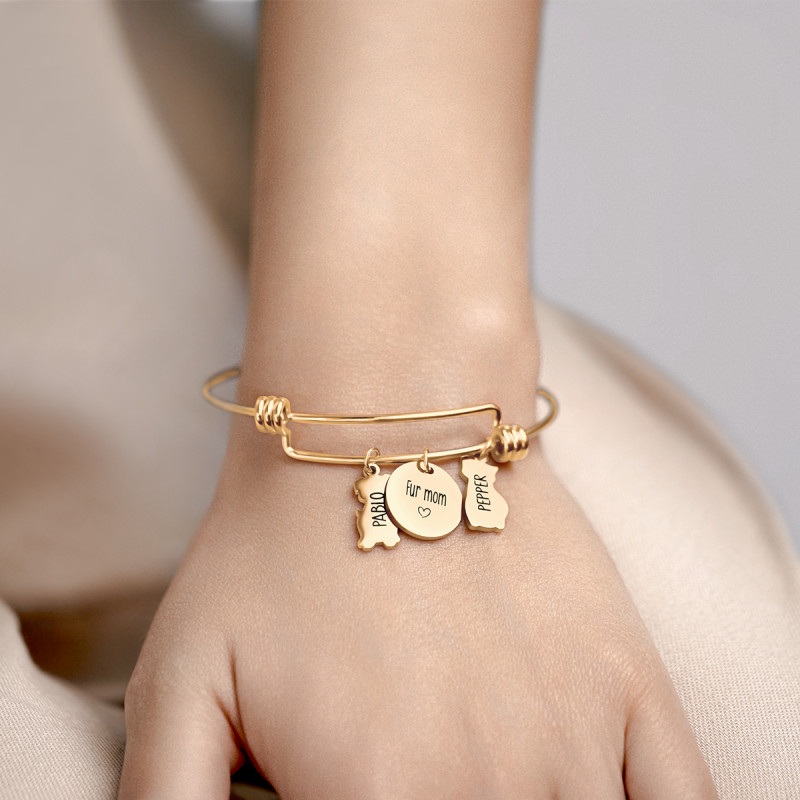 Bracciale Personalizzato con Cane & Gatto - Gold - 62