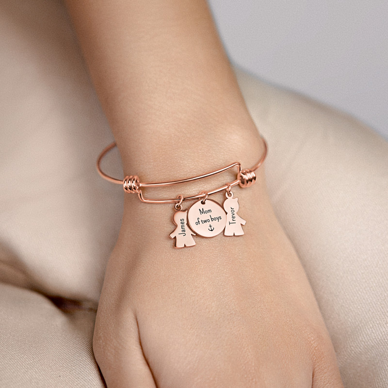 Bracciale Bangle Personalizzato con Bimbi - Rosegold - 61