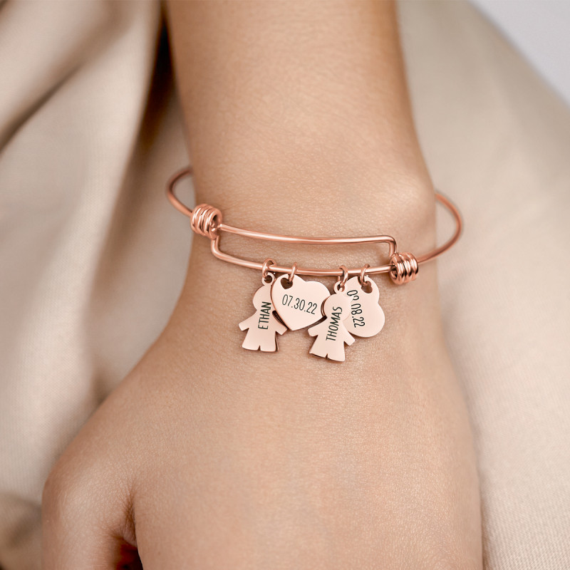 Bracciale Bangle Personalizzato Amore Bimbi - Rosegold - 61