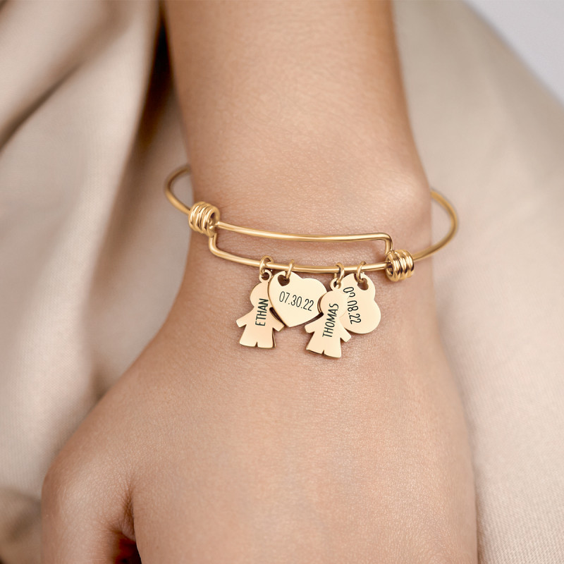 Bracciale Bangle Personalizzato Amore Bimbi - Gold - 62