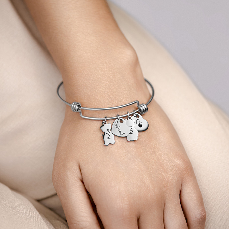 Bracciale Bangle Personalizzato Amore Gatto e Cane