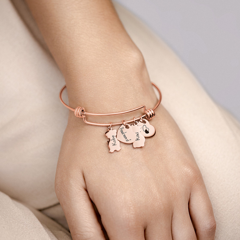 Bracciale Bangle Personalizzato Amore Gatto e Cane - Rosegold - 61